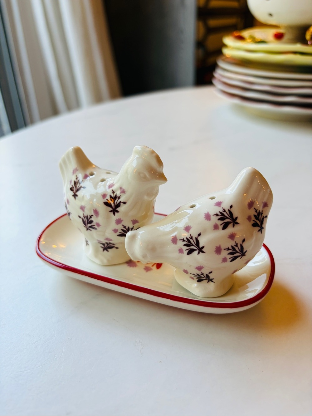 NEW Anthropologie Millie Stoneware Salt and Pepper Set Chicken Theme